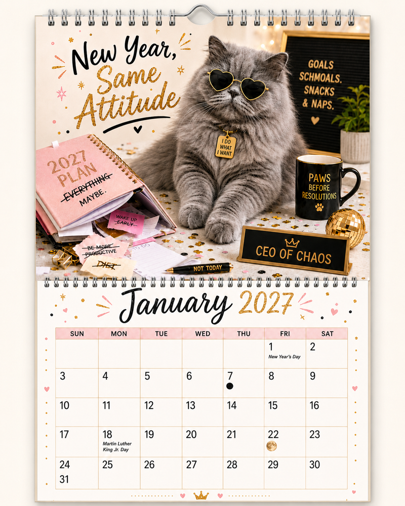Funny Cat Attitude Wall Calendar 2027