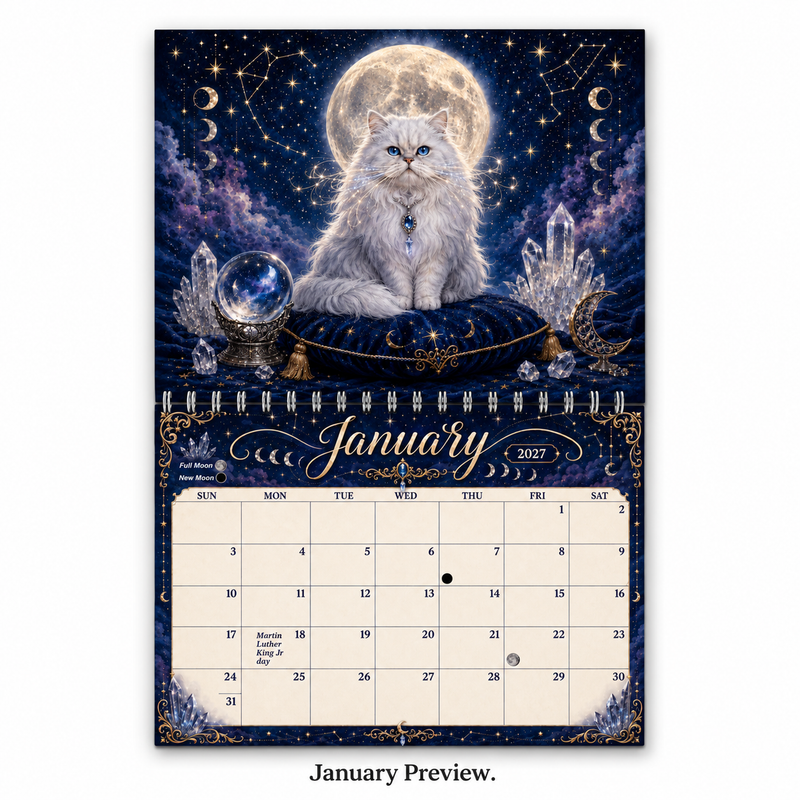 Celestial Cats & Mystical Whiskers Wall Calendar 2027