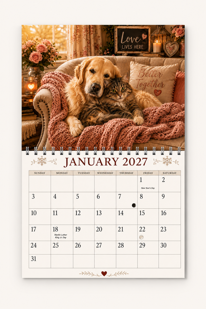 Cozy Companions Wall Calendar 2027 – Dogs & Cats