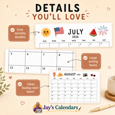 January 2027 gratitude calendar with hand writing appointments - large writing boxes Sunday start layout