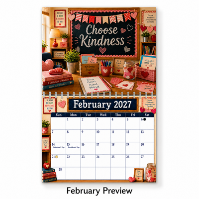 October 2026 teacher calendar page with ample space for classroom events