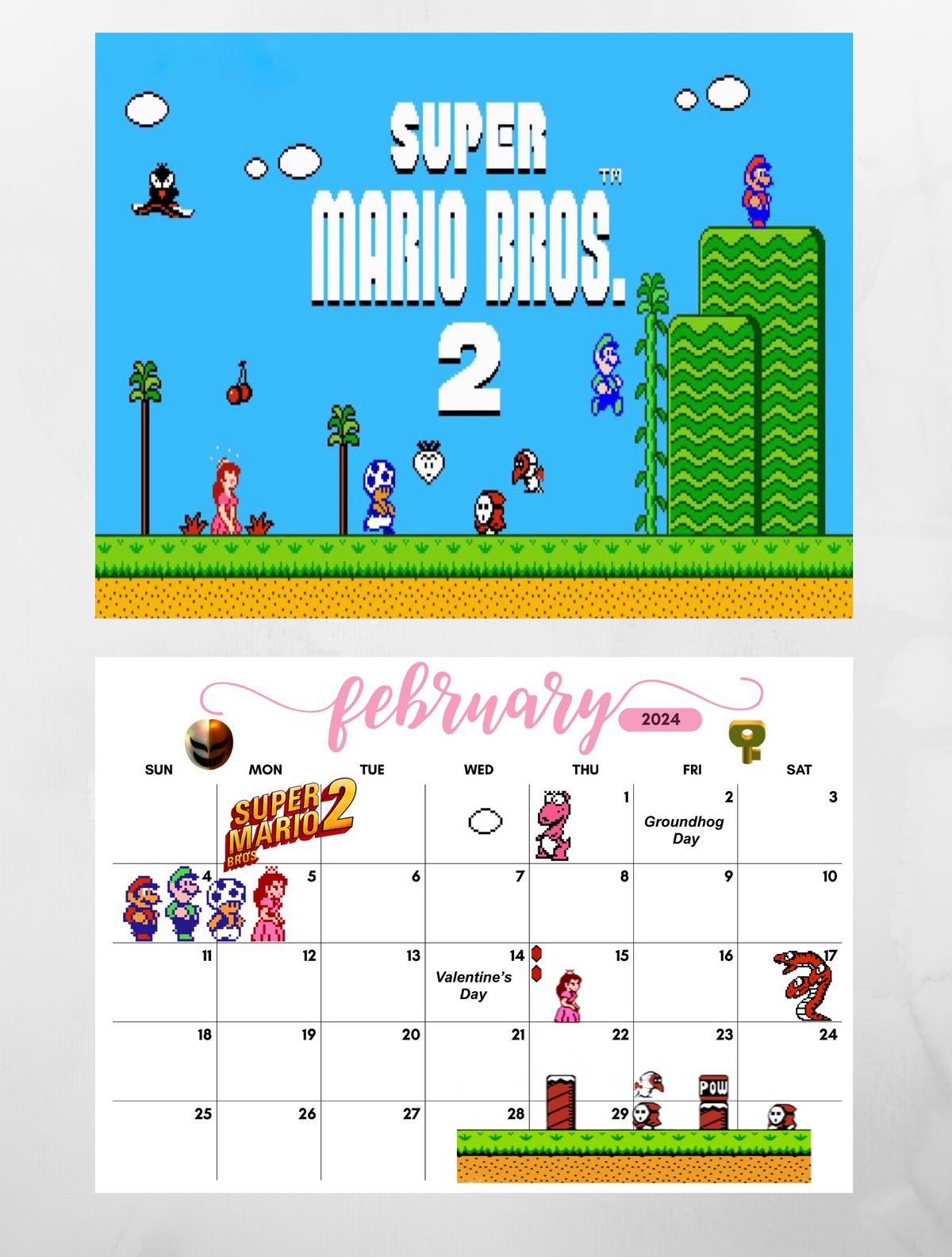 Super Mario Bros 2024 wall Calendar Jays Calendars
