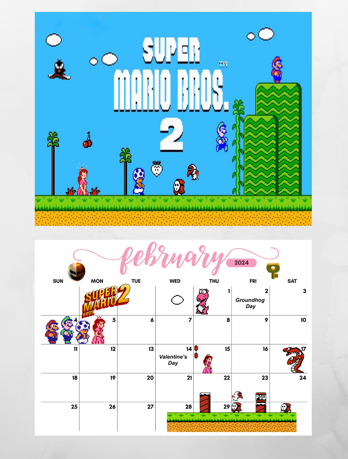 Super Mario Bros 2025 Calendar