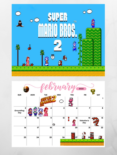 Super Mario Bros 2025 wall Calendar