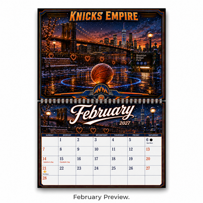 Knicks Empire 2027 Wall Calendar — NYC Hoops Art | 11x17 Spiral-Bound Sports Calendar