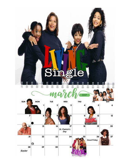 Black 90s TV Shows Wall Calendar 2027 monthly artwork page preview — 2027 themed wall calendar by Jays Calendars
