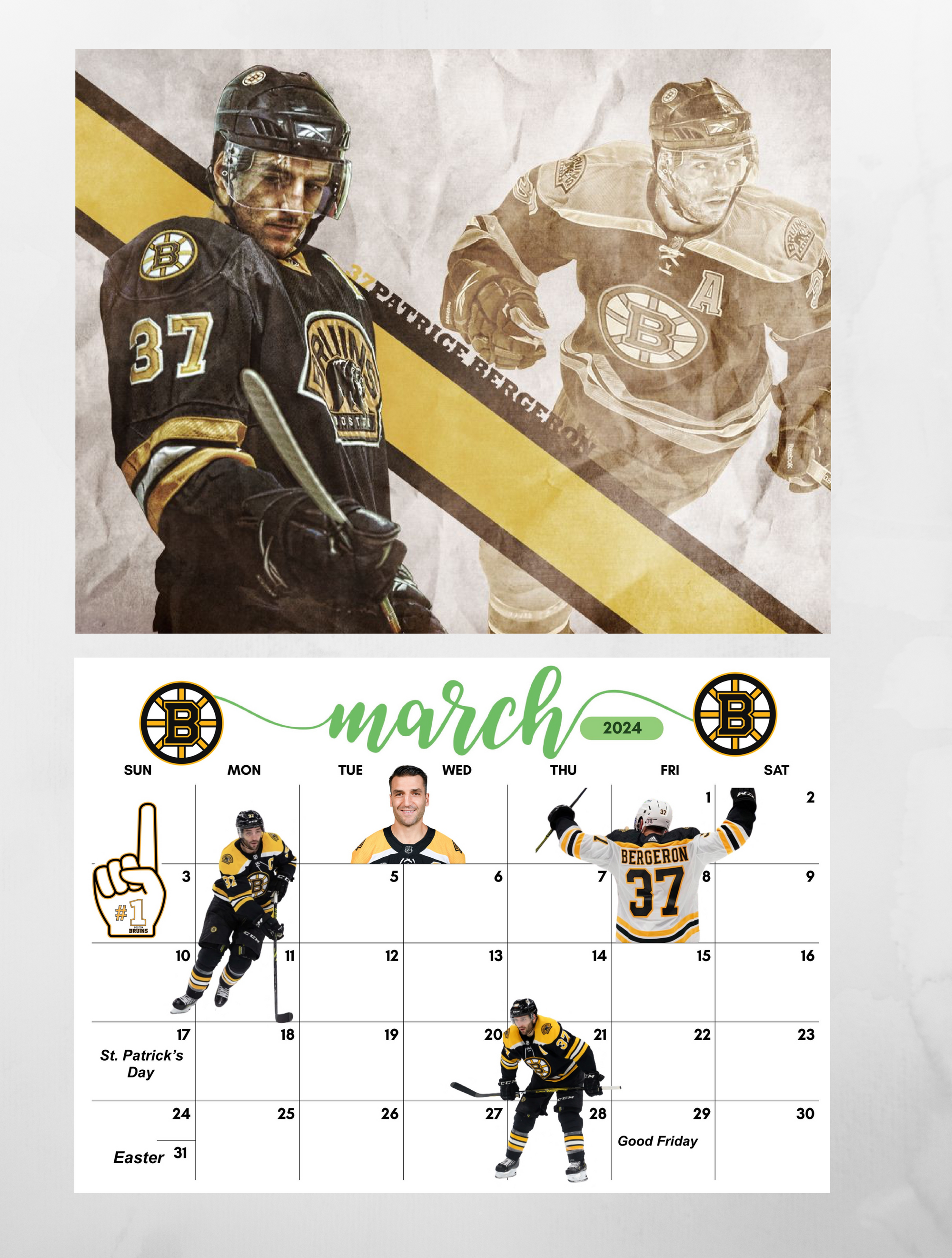 Boston Bruins 2024 Desk Calendar 