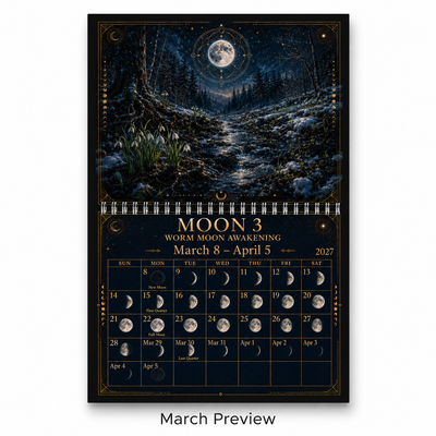 13 Moons Lunar Calendar 2027 — Moon Phase Wall Calendar
