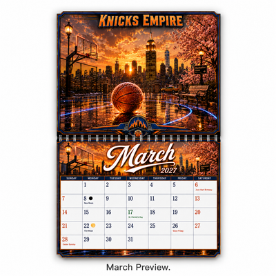 Knicks Empire 2027 Wall Calendar — NYC Hoops Art | 11x17 Spiral-Bound Sports Calendar