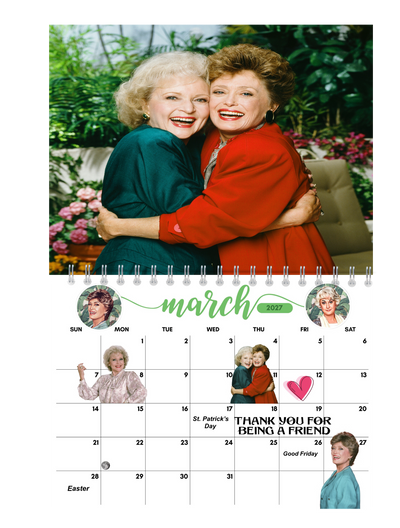 The Golden Girls Wall Calendar 2027 monthly artwork page preview — 2027 themed wall calendar by Jays Calendars