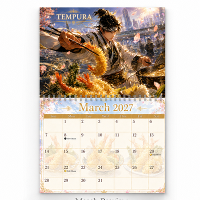 Neo Osaka Kitchen Wars 2027 Wall Calendar monthly artwork page preview — 2027 anime themed wall calendar by Jays Calendars