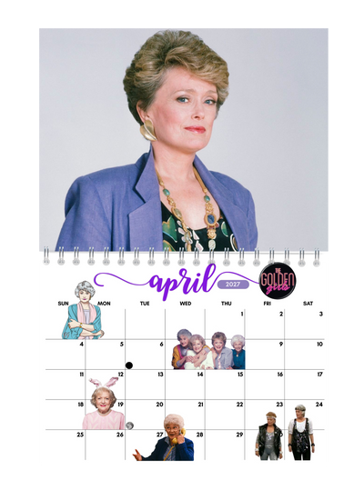 The Golden Girls Wall Calendar 2027 monthly artwork page preview — 2027 themed wall calendar by Jays Calendars