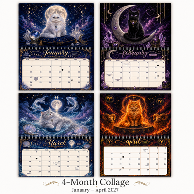 Celestial Cats & Mystical Whiskers Wall Calendar 2027