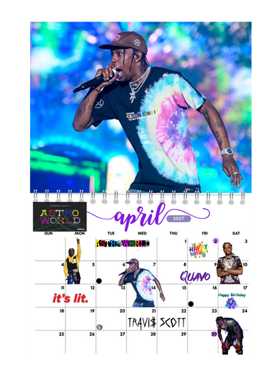 New Generation of Hip Hop Part 2 Wall Calendar 2027 monthly artwork page preview — 2027 themed wall calendar by Jays Calendars