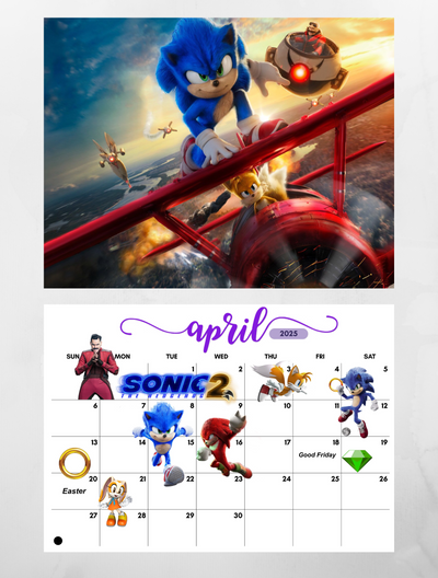 Sonic The Hedgehog 2025 Calendar