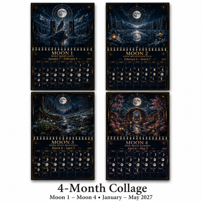 13 Moons Lunar Calendar 2027 — Moon Phase Wall Calendar