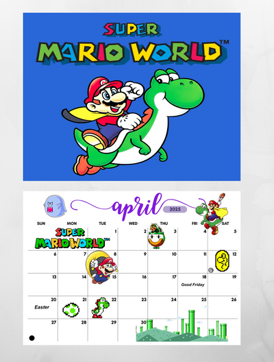 Super Mario Bros 2025 wall Calendar