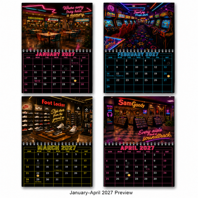 Retro Mall Memories Wall Calendar 2027