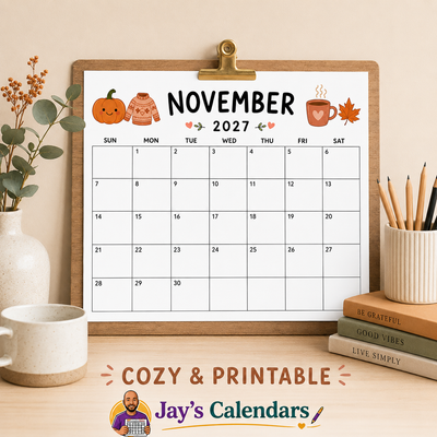 Instant digital download - printable PDF calendar no physical item shipped download after purchase
