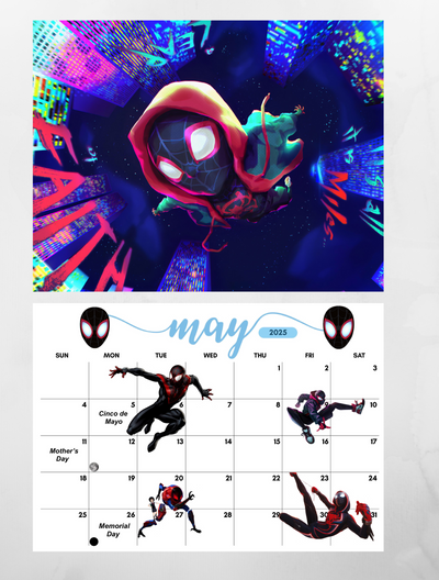 Spider-man Miles Morales wall calendar 2025