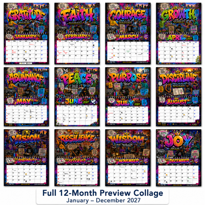 Words of Power 2027 Wall Calendar — 12 Months of Bold Art & Daily Motivation