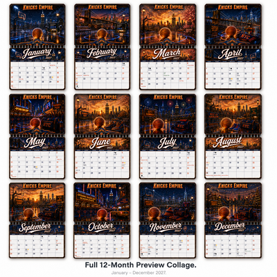 Knicks Empire 2027 Wall Calendar — NYC Hoops Art | 11x17 Spiral-Bound Sports Calendar