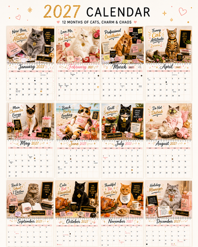 Funny Cat Attitude Wall Calendar 2027