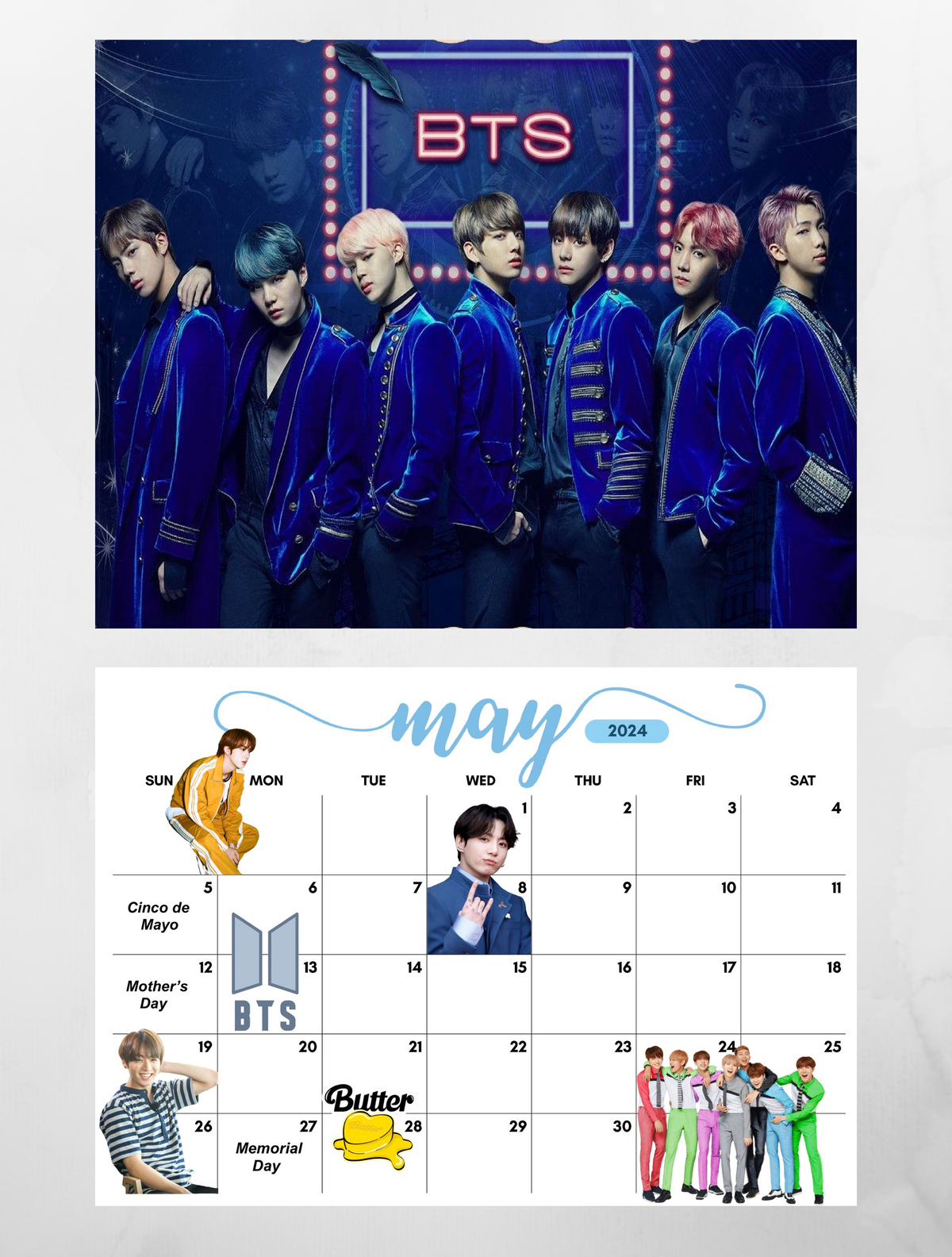 BTS Wall Calendar 2024 Jays Calendars