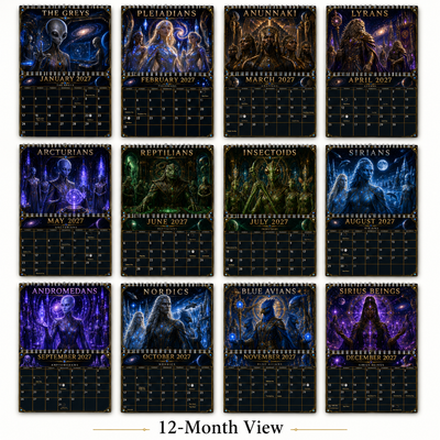 Alien Races Calendar 2027 — 12 Cosmic Civilizations | 11x17 Spiral-Bound Wall Calendar