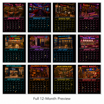 Retro Mall Memories Wall Calendar 2027