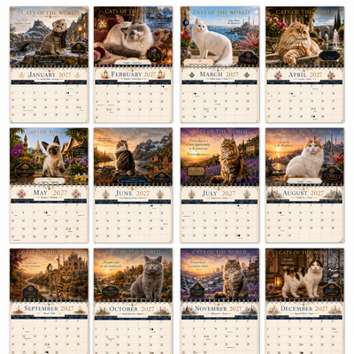 Cats of the World Wall Calendar 2027