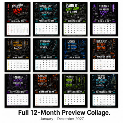 Gym Motivation 2027 Wall Calendar — 12 Months of Discipline, Strength & Results