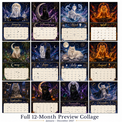 Celestial Cats & Mystical Whiskers Wall Calendar 2027