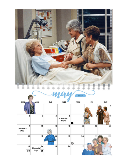The Golden Girls Wall Calendar 2027 monthly artwork page preview — 2027 themed wall calendar by Jays Calendars
