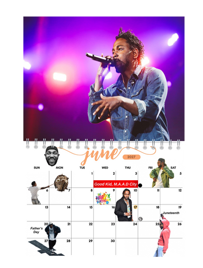 New Generation of Hip Hop Part 2 Wall Calendar 2027 featured design detail — 2027 wall calendar interior artwork by Jays Calendars
