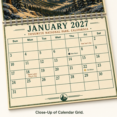 Vintage National Parks Travel Posters Wall Calendar 2027
