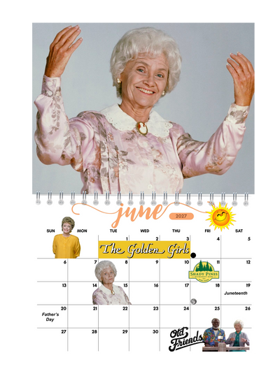 The Golden Girls Wall Calendar 2027 featured design detail — 2027 wall calendar interior artwork by Jays Calendars