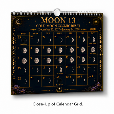 13 Moons Lunar Calendar 2027 — Moon Phase Wall Calendar