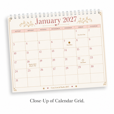Cozy Cats & Books Wall Calendar 2027