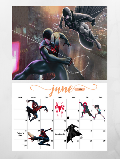 Spider-man Miles Morales wall calendar 2024