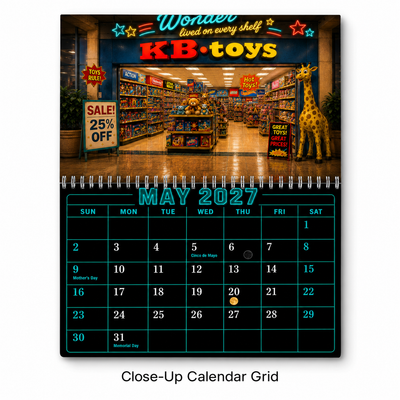Retro Mall Memories Wall Calendar 2027