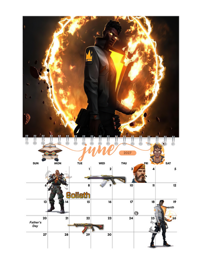 Valorant Wall Calendar 2027 featured design detail — 2027 wall calendar interior artwork by Jays Calendars