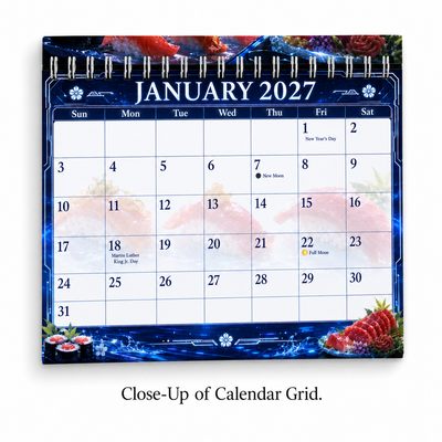 Neo Osaka Kitchen Wars 2027 Wall Calendar featured design detail — 2027 anime wall calendar interior artwork by Jays Calendars