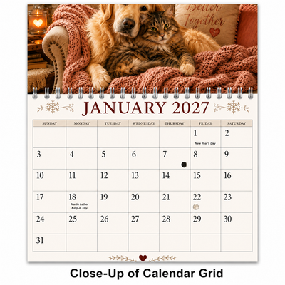 Cozy Companions Wall Calendar 2027 – Dogs & Cats