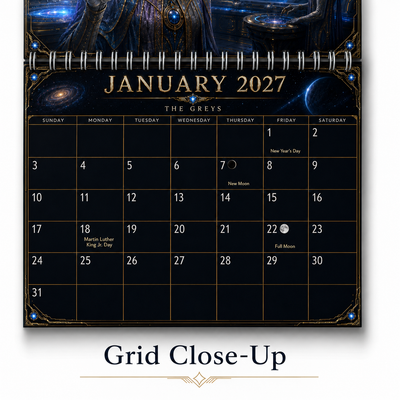 Alien Races Calendar 2027 — 12 Cosmic Civilizations | 11x17 Spiral-Bound Wall Calendar