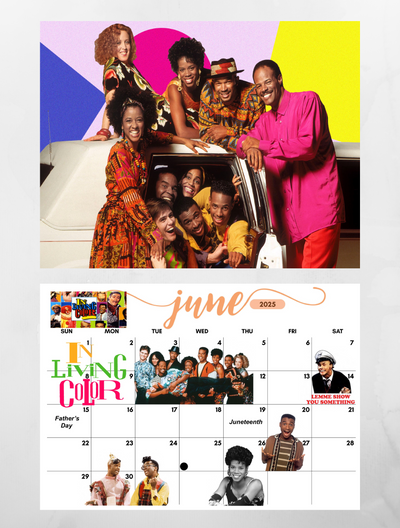 Black 90s TV Shows Wall Calendar 2025