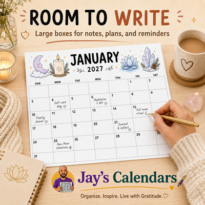 Spiritual Printable Calendar 2026-2027 | 18-Month Instant Digital Download