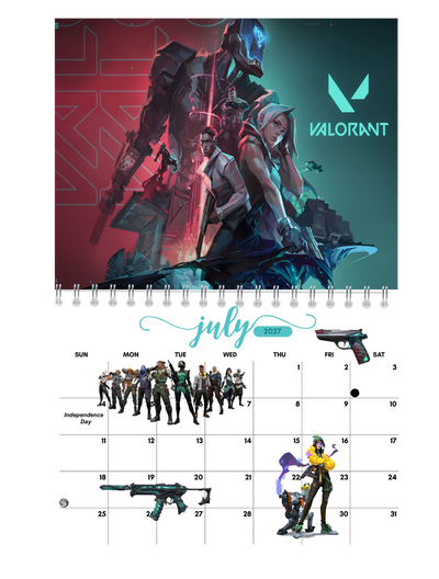 Valorant Wall Calendar 2027 featured design detail — 2027 wall calendar interior artwork by Jays Calendars