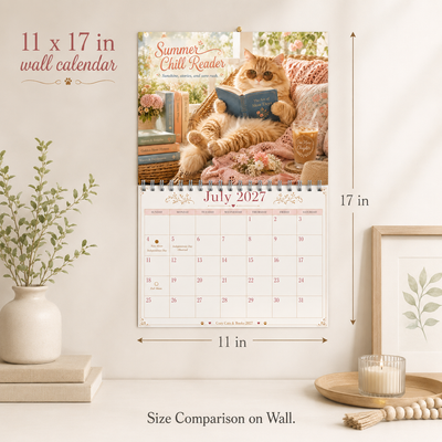 Cozy Cats & Books Wall Calendar 2027