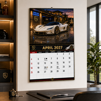 Dream Garage 2027 Wall Calendar — 12 Months of Exotic & Classic Cars | 11x17 Luxury Car Calendar